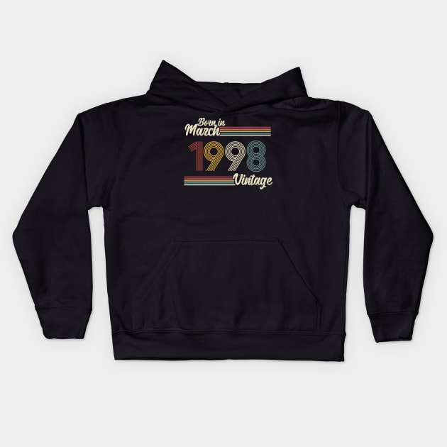 Vintage Born in March 1998 Kids Hoodie by Jokowow